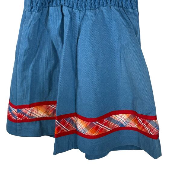 JCPenney VTG Girl's 6 Cotton Blend No Iron Corduroy Jumper Dress Plaid Trim READ - Picture 5 of 10